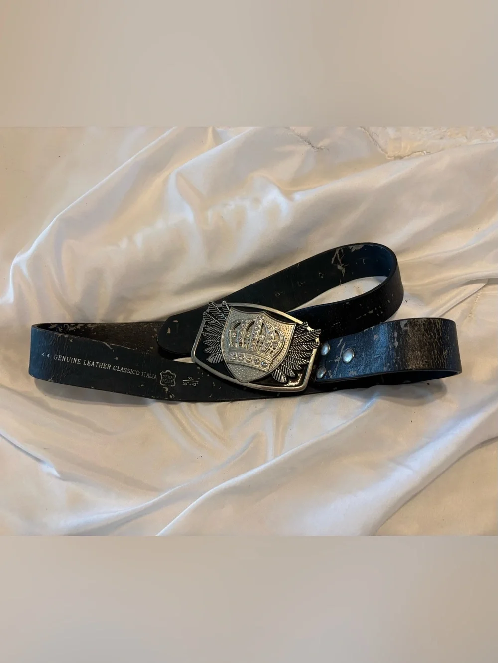 Vintage Distressed Rocker/Grunge/Festival/Biker Brown Leather Belt